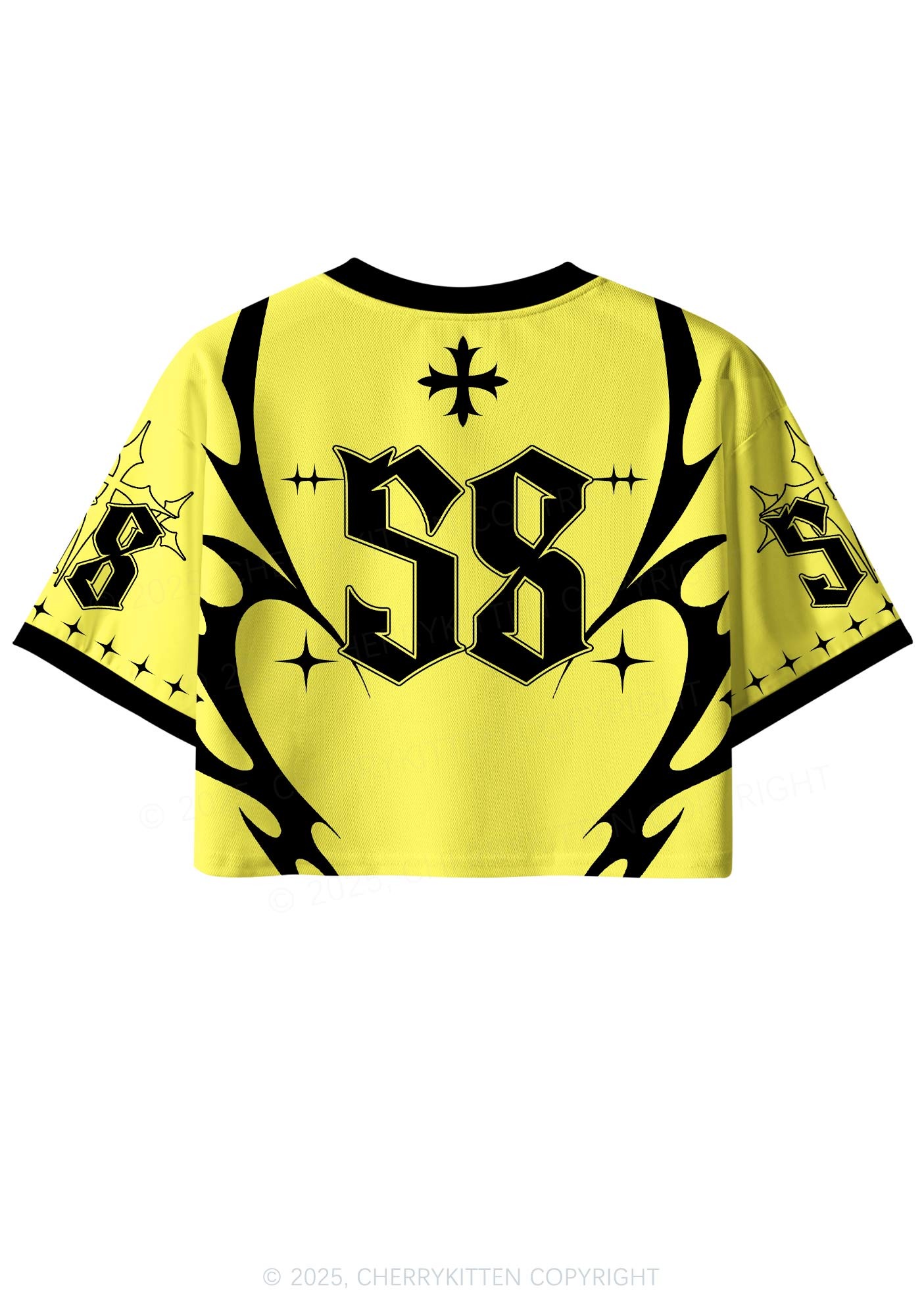 Custom Bright Yellow Cxxt Y2K Crop Sport Jersey Shirts Cherrykitten