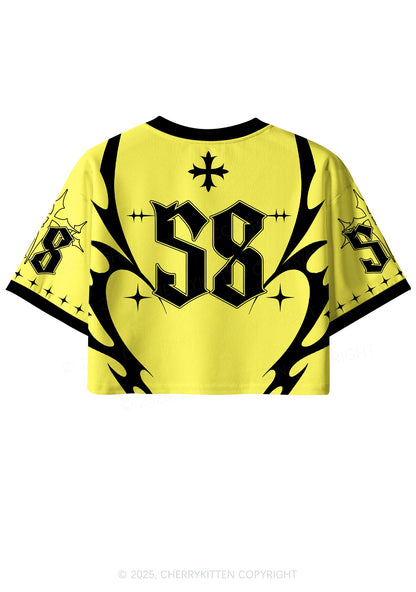 Custom Bright Yellow Cxxt Y2K Crop Sport Jersey Shirts Cherrykitten