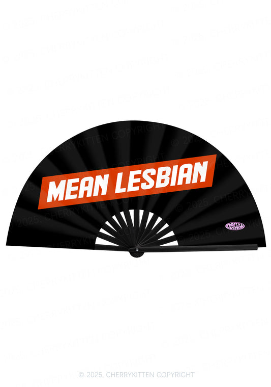 Mean Lesbian Pride Y2K Rave Hand Fan Cherrykitten