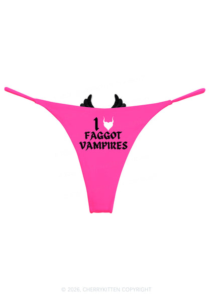 Halloween I Love Faggot Vampires Y2K Goth Angel Wings Bikini String Thong Cherrykitten