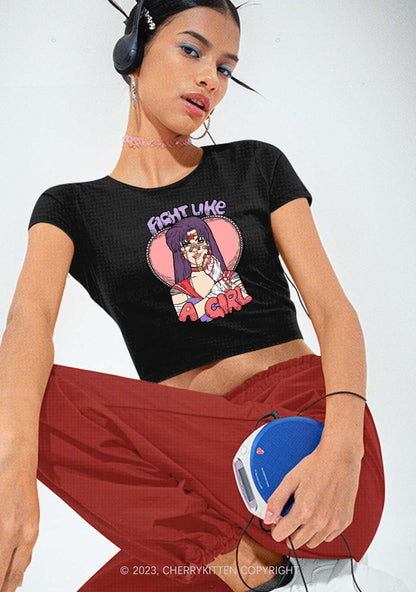 Purple Hair Girl Halloween Y2K Baby Tee Cherrykitten