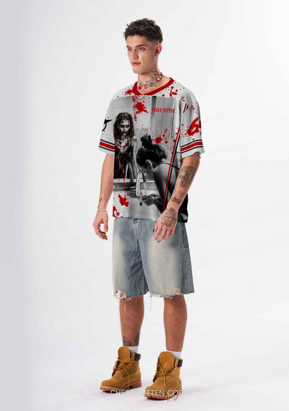 Halloween Blood Mirror Ghost Y2K Sport Jersey Shirts Cherrykitten