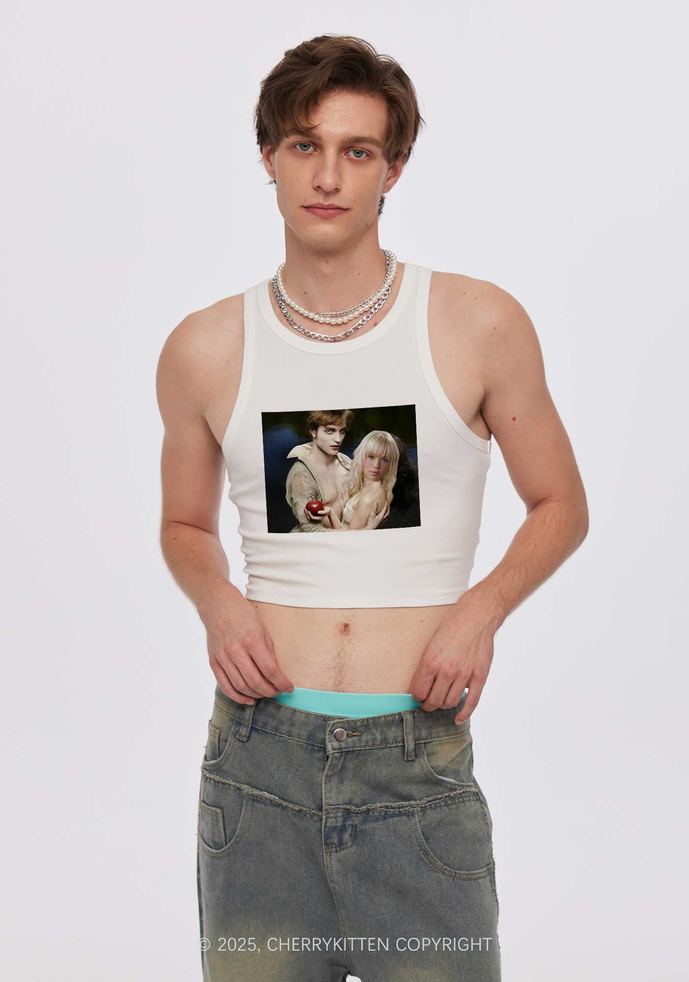 Custom Vampire Lover Photo Y2K Crop Tank Top Cherrykitten