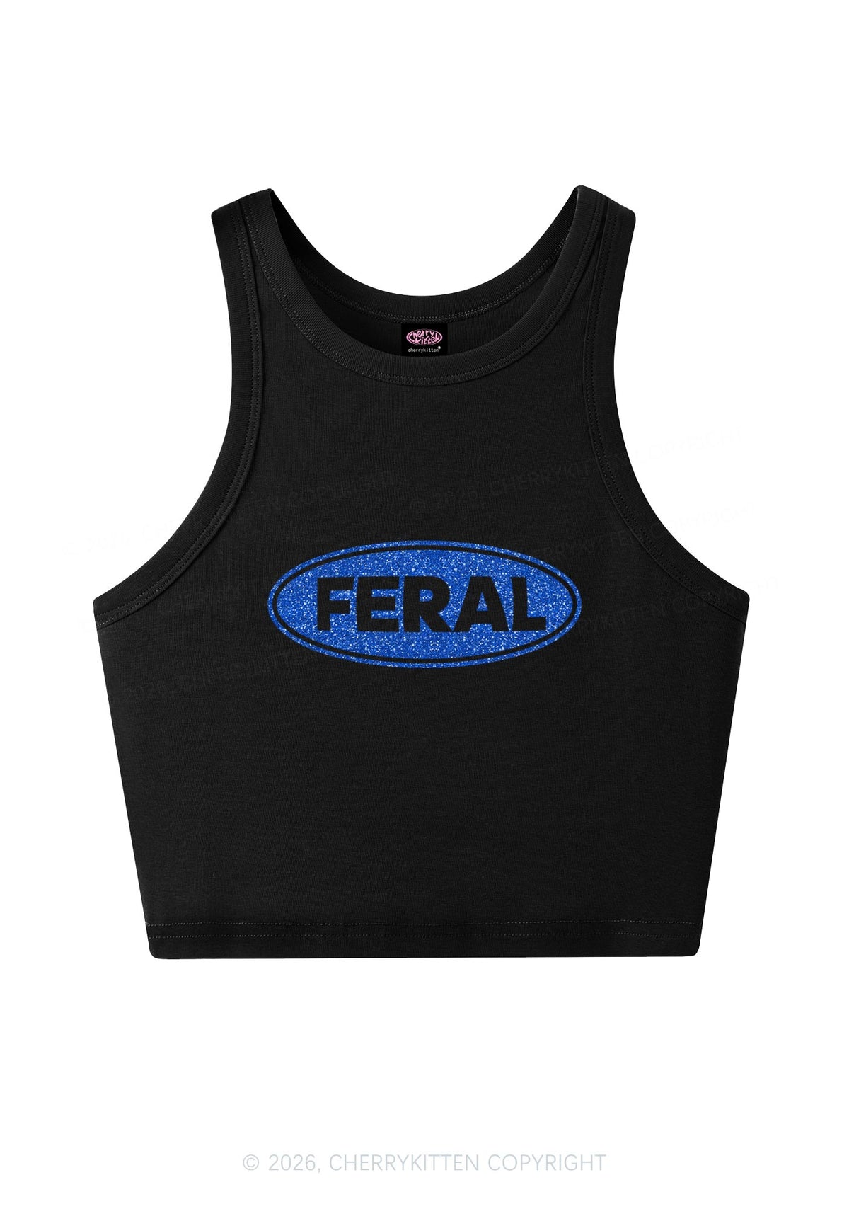 Glitter Feral Y2K Crop Tank Top Cherrykitten