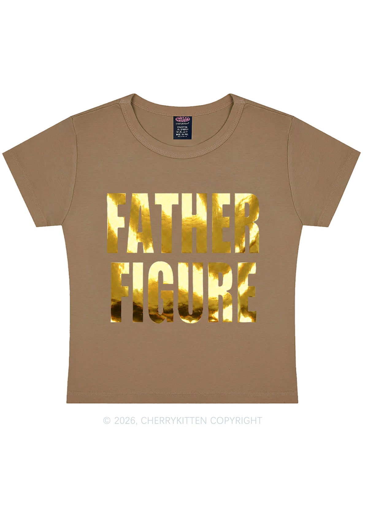 Father Figure Silver Foil Printed Y2K Baby Tee Cherrykitten