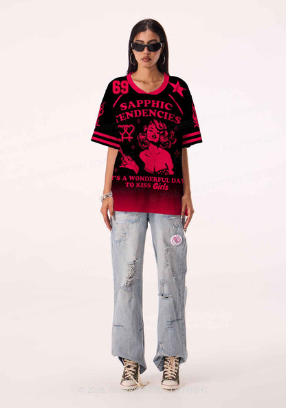 Sapphic Tendencies Kiss Girls Pride Y2K Sport Jersey Shirts Cherrykitten