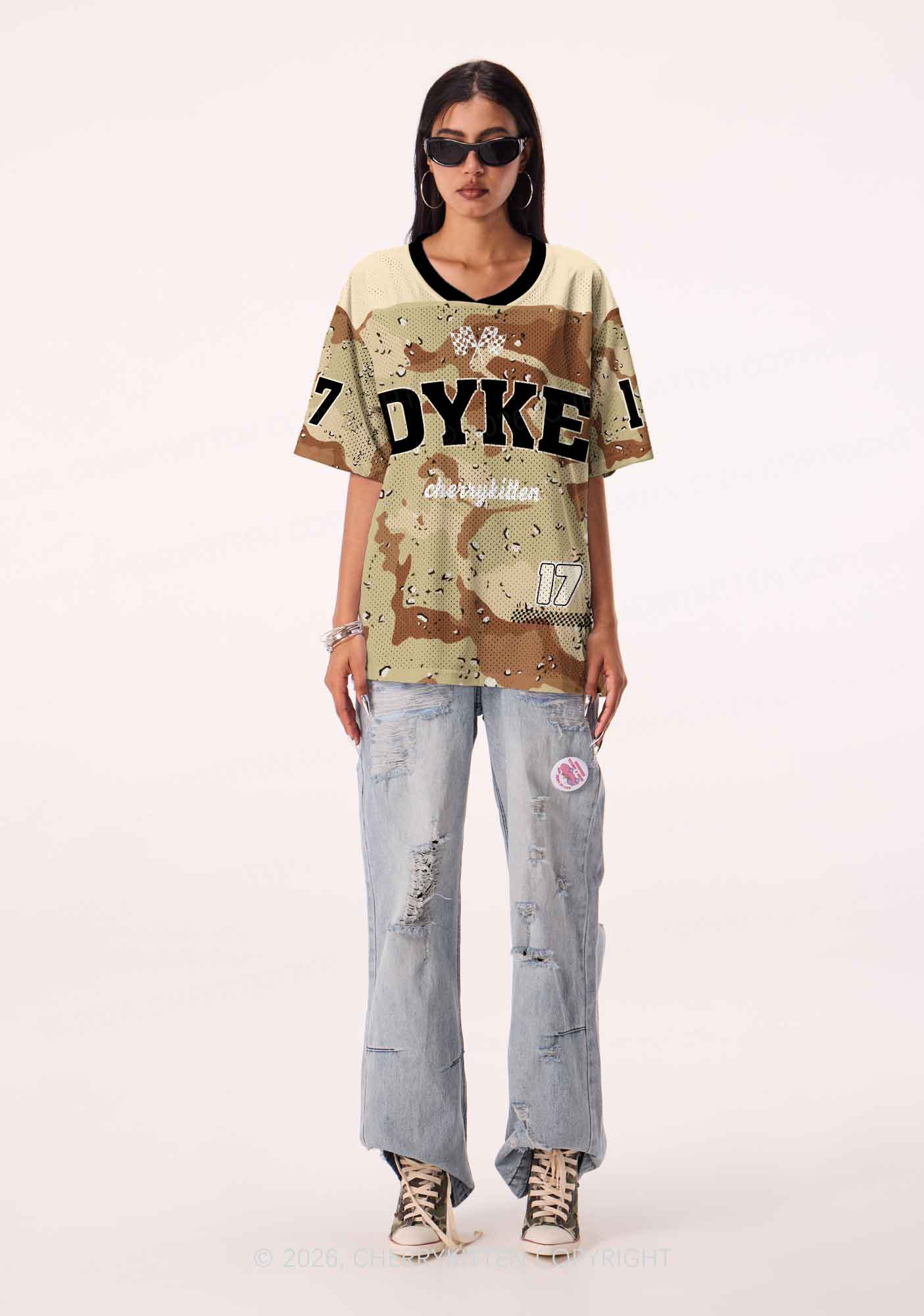 Dyke Camouflage Pride Y2K Sport Jersey Shirts Cherrykitten
