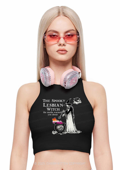 The Spooky Lesbian Witch Y2K Crop Tank Top Cherrykitten