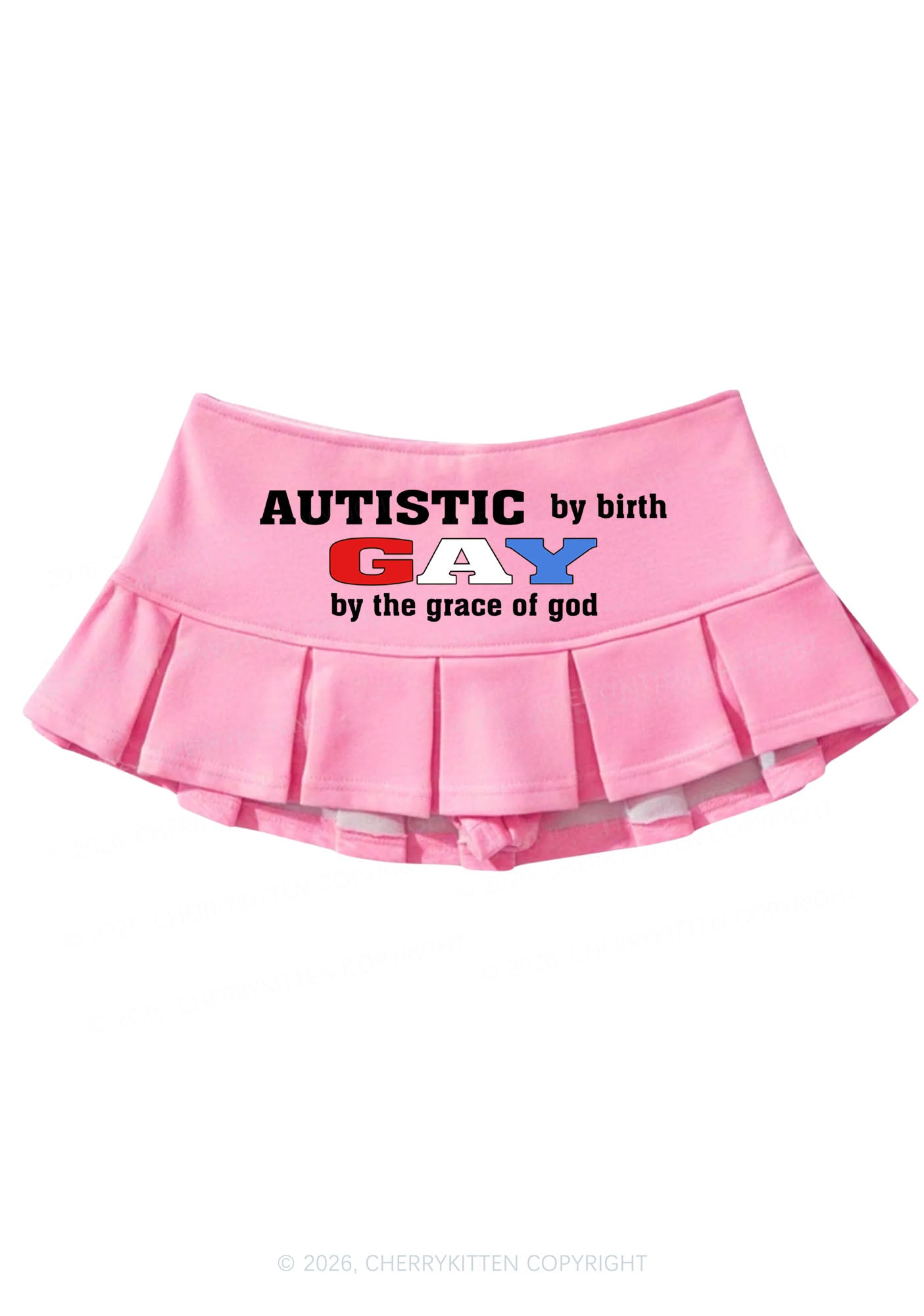 Autistic By Birth Gay Pride Y2K Mini Pleated Skirts Cherrykitten