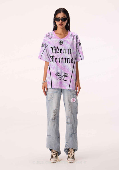 Mean Femme Pink Tie Dye Pride Y2K Sport Jersey Shirts Cherrykitten