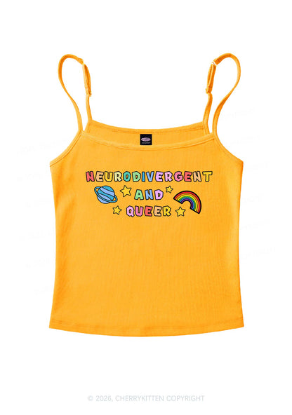 Neurodivergent And Queer Pride Y2K Spaghetti Strap Cami Cherrykitten