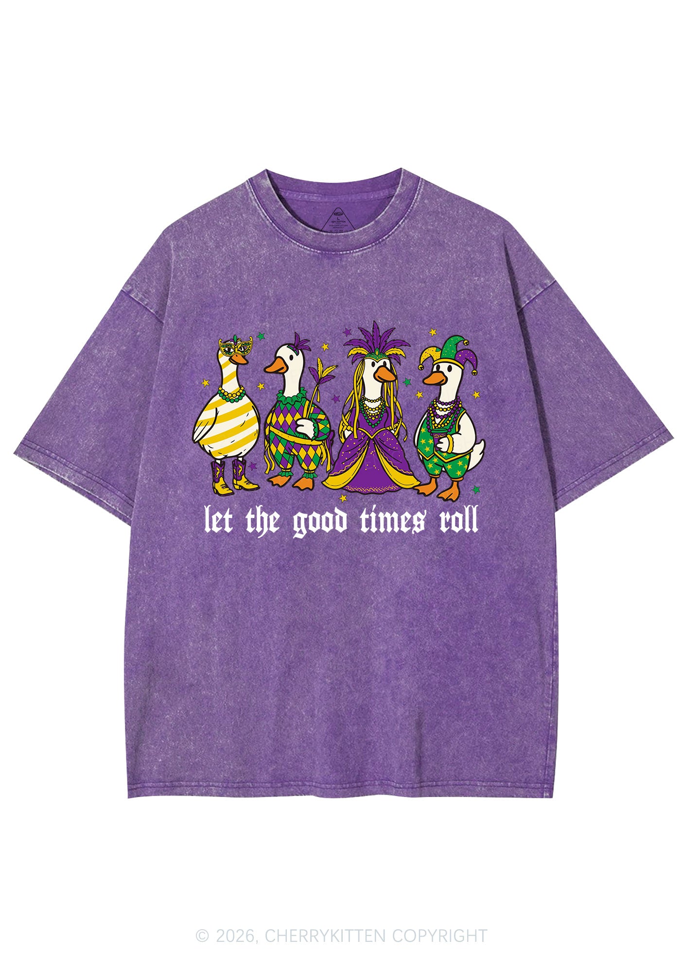 Let The Good Times Roll Y2K Shirts Washed Tee Cherrykitten