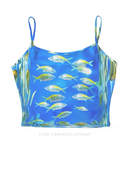 Undersea Fish Y2K Mesh Cami Tank Cherrykitten