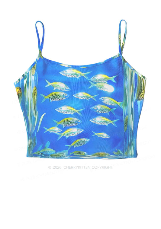 Undersea Fish Y2K Mesh Cami Tank Cherrykitten