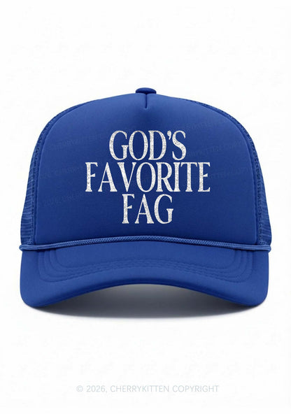 Glitter Gods Favorite Fag Pride Y2K Trucker Hat Cherrykitten
