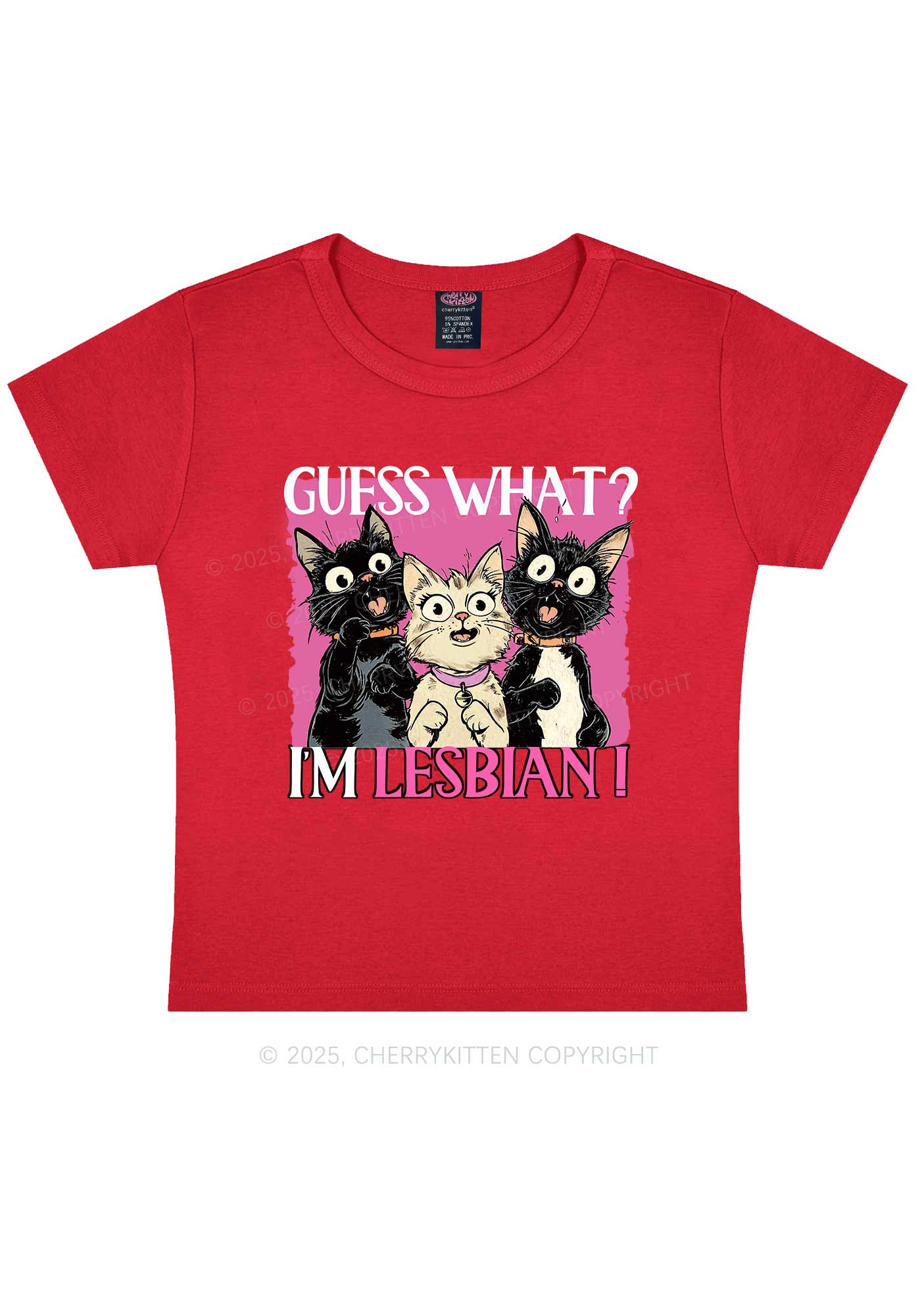 Im Lesbian Cat Pride Y2K Baby Tee Cherrykitten