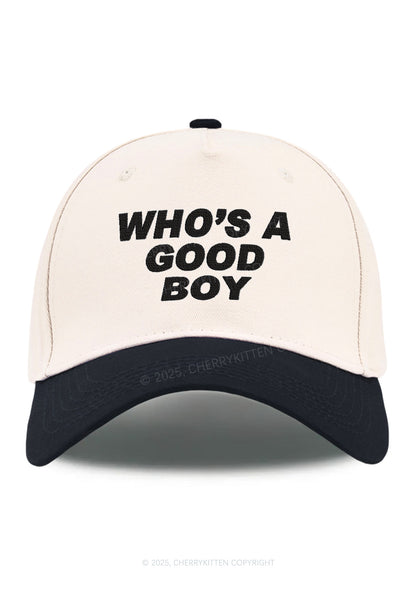 Embroidered Whos A Good Boy Y2K Color Block Baseball Cap Cherrykitten