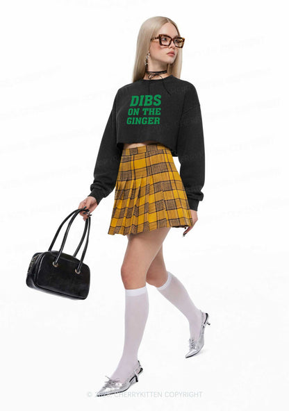 Dibs On The Ginger St Patricks Y2K Crop Washed Sweatshirts Cherrykitten