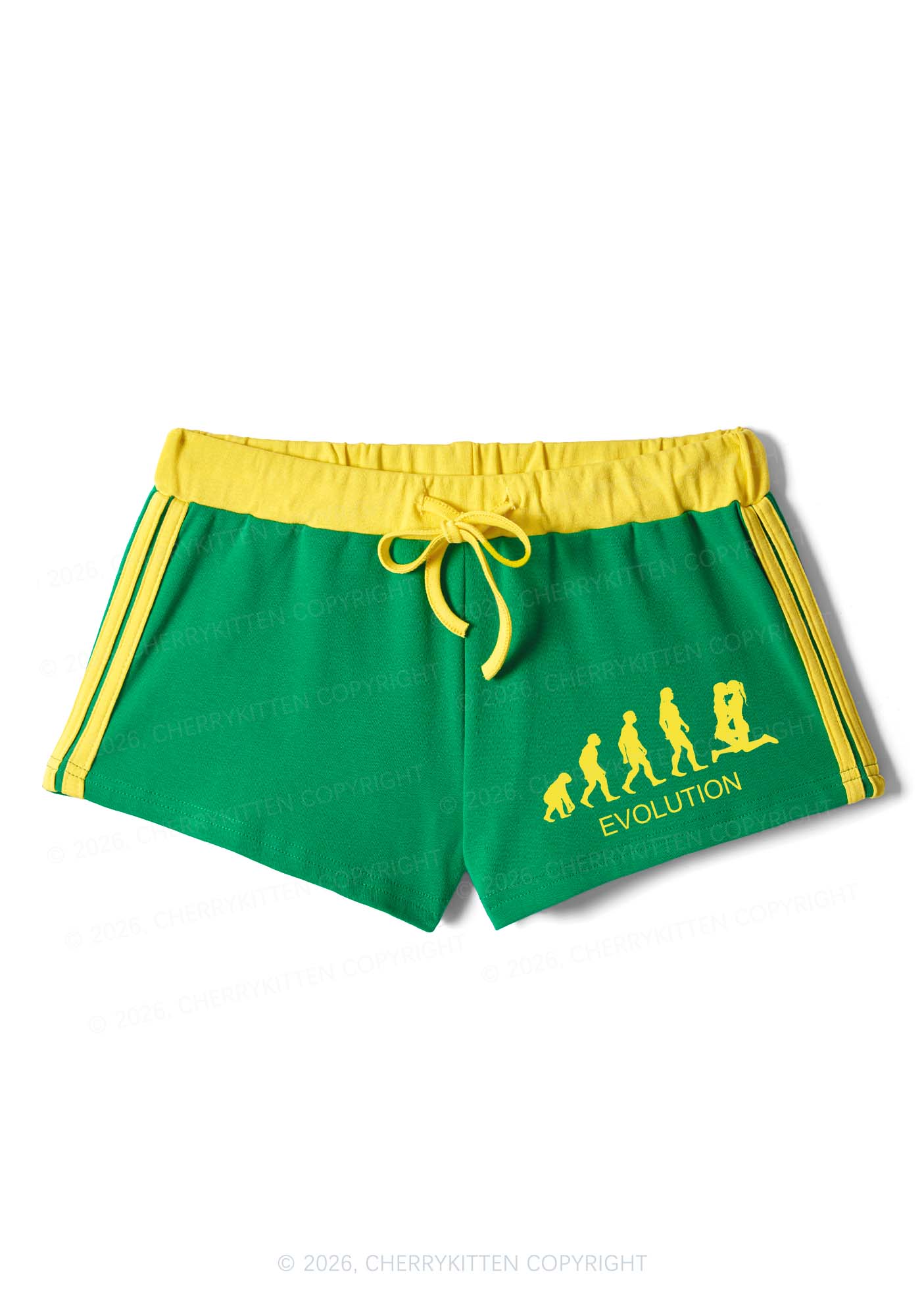 Lesbian Evolution Pride Y2K Drawstring Mini Shorts Cherrykitten