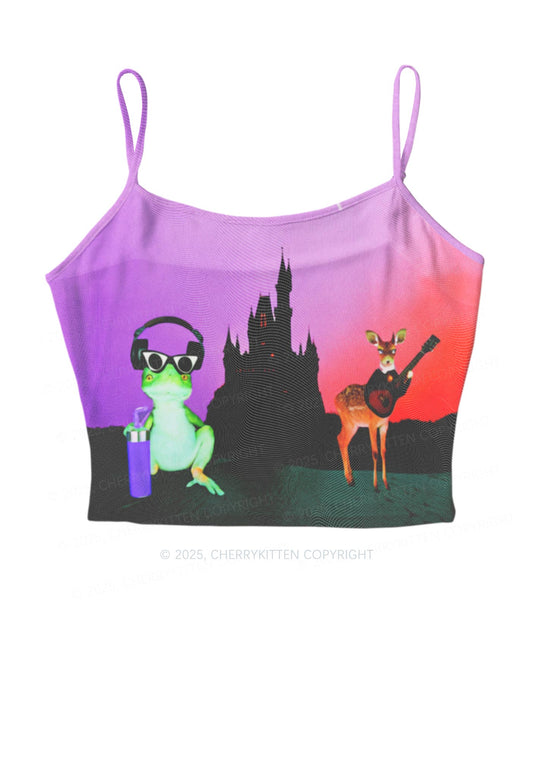 Frog Deer Castle Y2K Mesh Cami Tank Cherrykitten