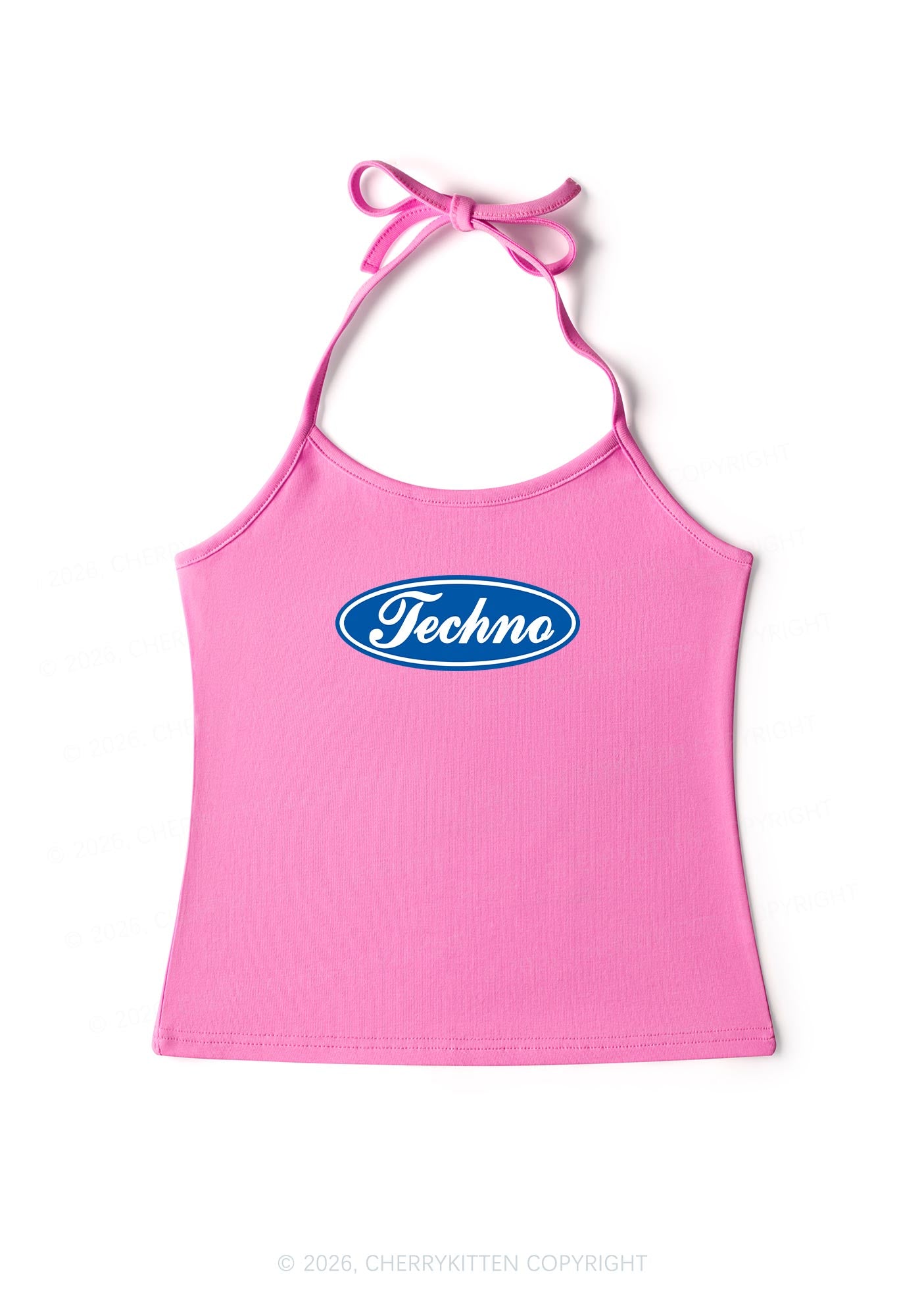 Oval Techno Y2K Halter Neck Cami Cherrykitten