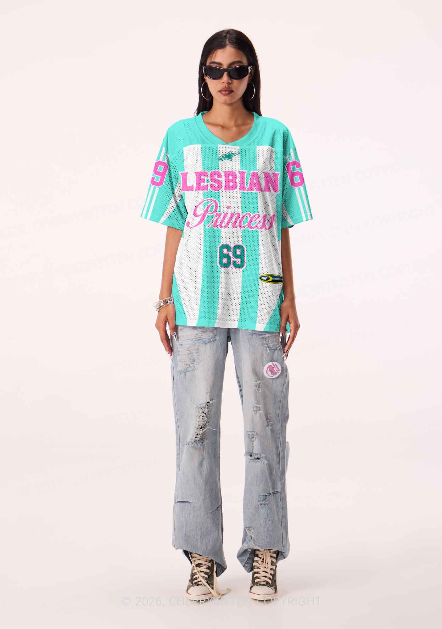 Mint Green Lesbian Princess Pride Y2K Sport Jersey Shirts Cherrykitten