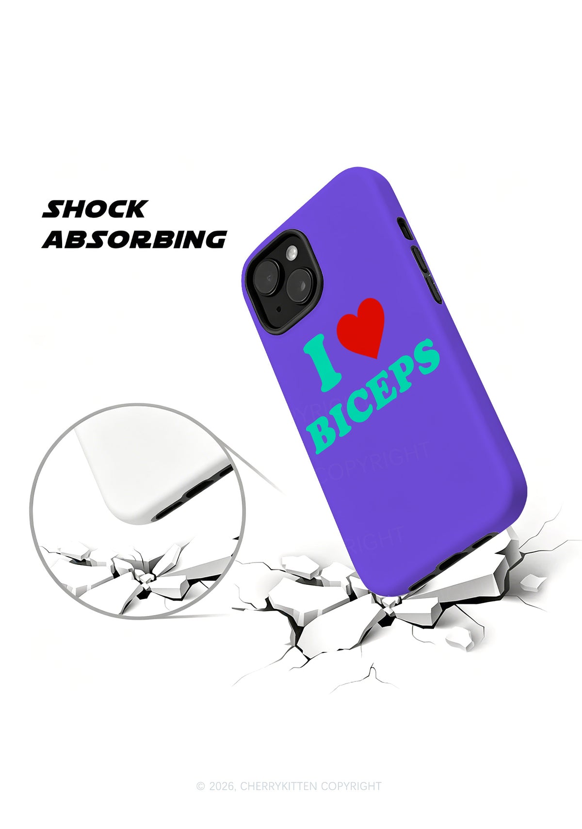 Purple I Love Biceps Y2K Phone Case Cherrykitten