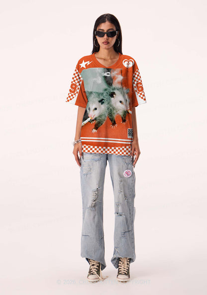 Smoking Badass Possum Y2K Sport Jersey Shirts Cherrykitten