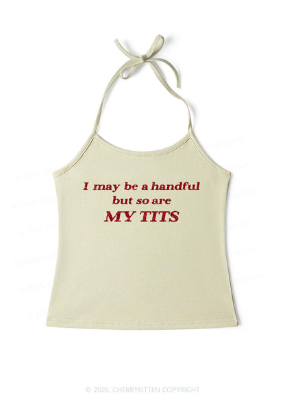 Glitter I May Be A Handful Y2K Halter Neck Cami Cherrykitten