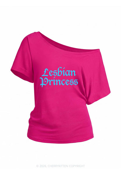 Lesbian Princess Pride Y2K Off Shoulder Tee Cherrykitten