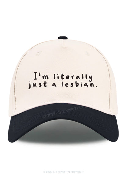 Embroidered Just A Lesbian Pride Y2K Color Block Baseball Cap Cherrykitten