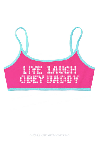 Live Laugh Obey Daddy Y2K Super Crop Cami Cherrykitten
