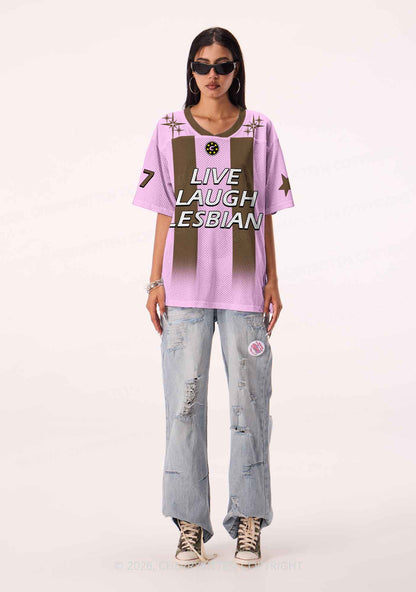 Live Laugh Lesbian Brown Stripes Pride Y2K Sport Jersey Shirts Cherrykitten