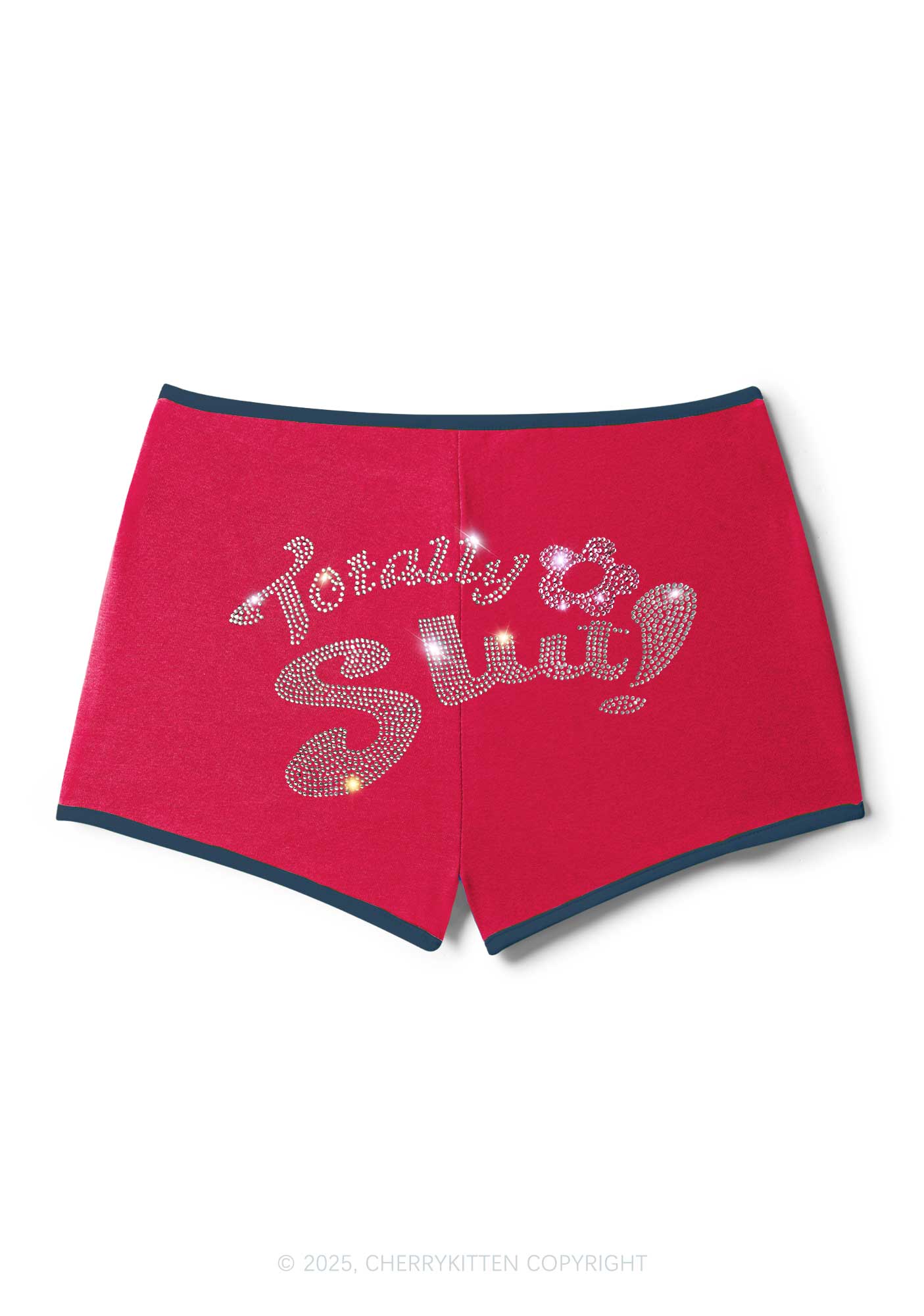 Rhinestone Totally Slxt Y2K Booty Shorts Cherrykitten