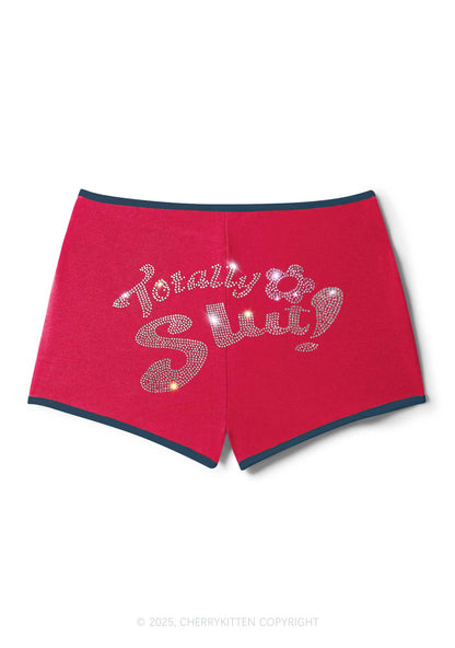 Rhinestone Totally Slxt Y2K Booty Shorts Cherrykitten