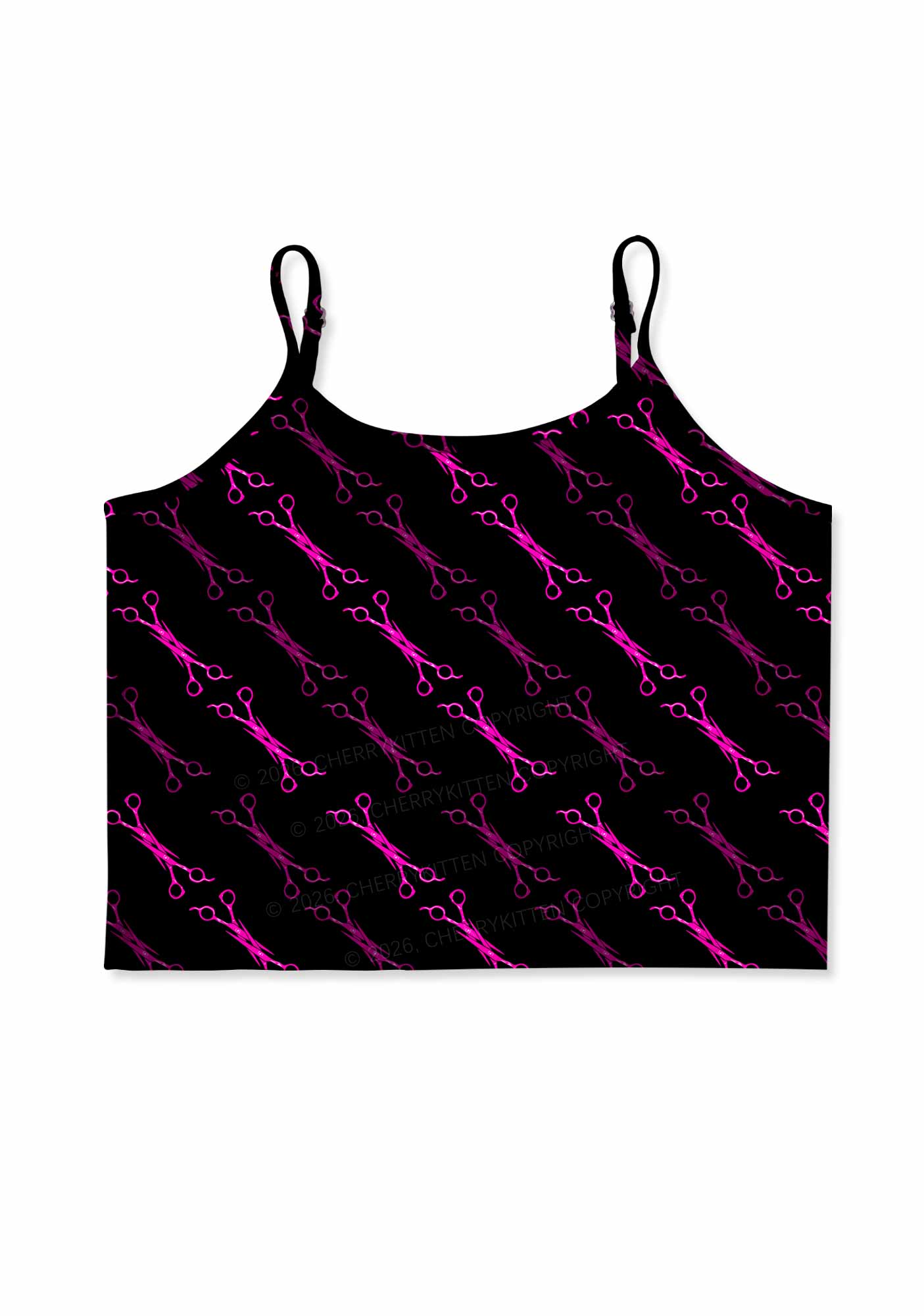 Pink Scissors Pride Y2K Print Cami Crop Top Cherrykitten