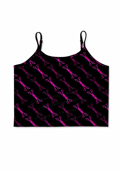 Pink Scissors Pride Y2K Print Cami Crop Top Cherrykitten