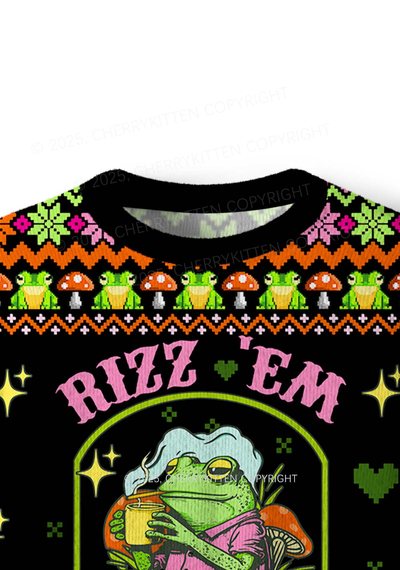 Tism Rizz Frog Y2K Christmas Knit Sweatshirt Cherrykitten