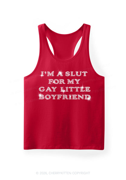 Rhinestone Slxt For My Gay BF Pride Y2K Men Racerback Tank Top Cherrykitten