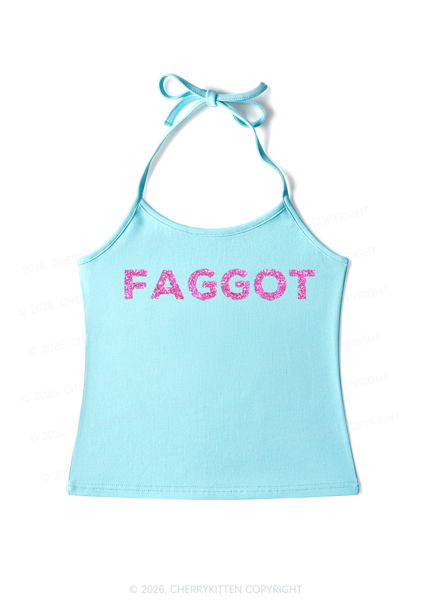 Glitter Faggot Pride Y2K Halter Neck Cami Cherrykitten