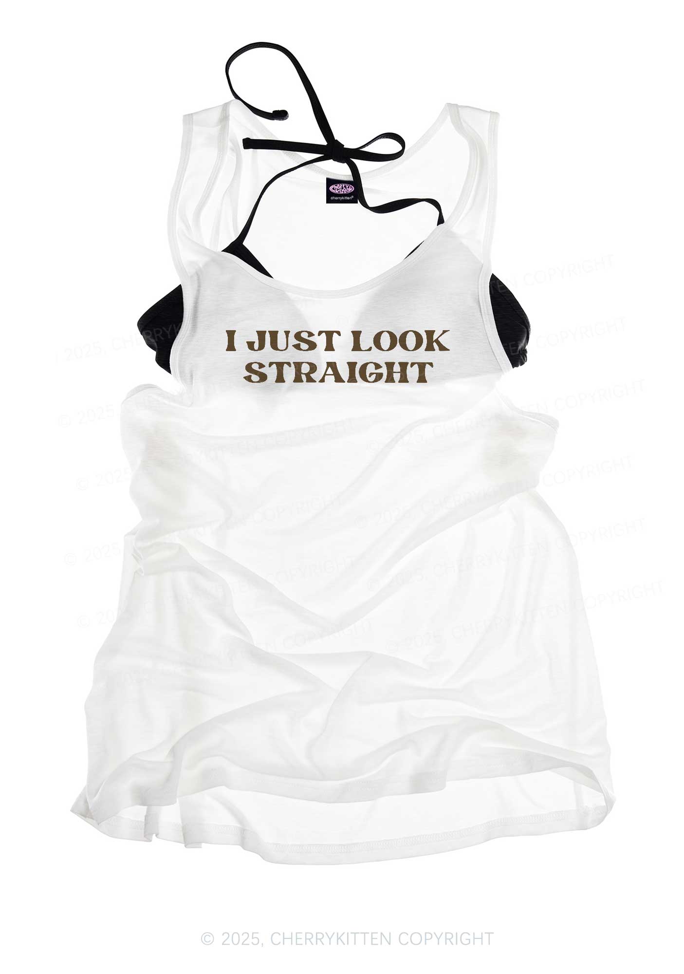 I Just Look Straight Pride Y2K Sheer Boyfriend Tank Cherrykitten