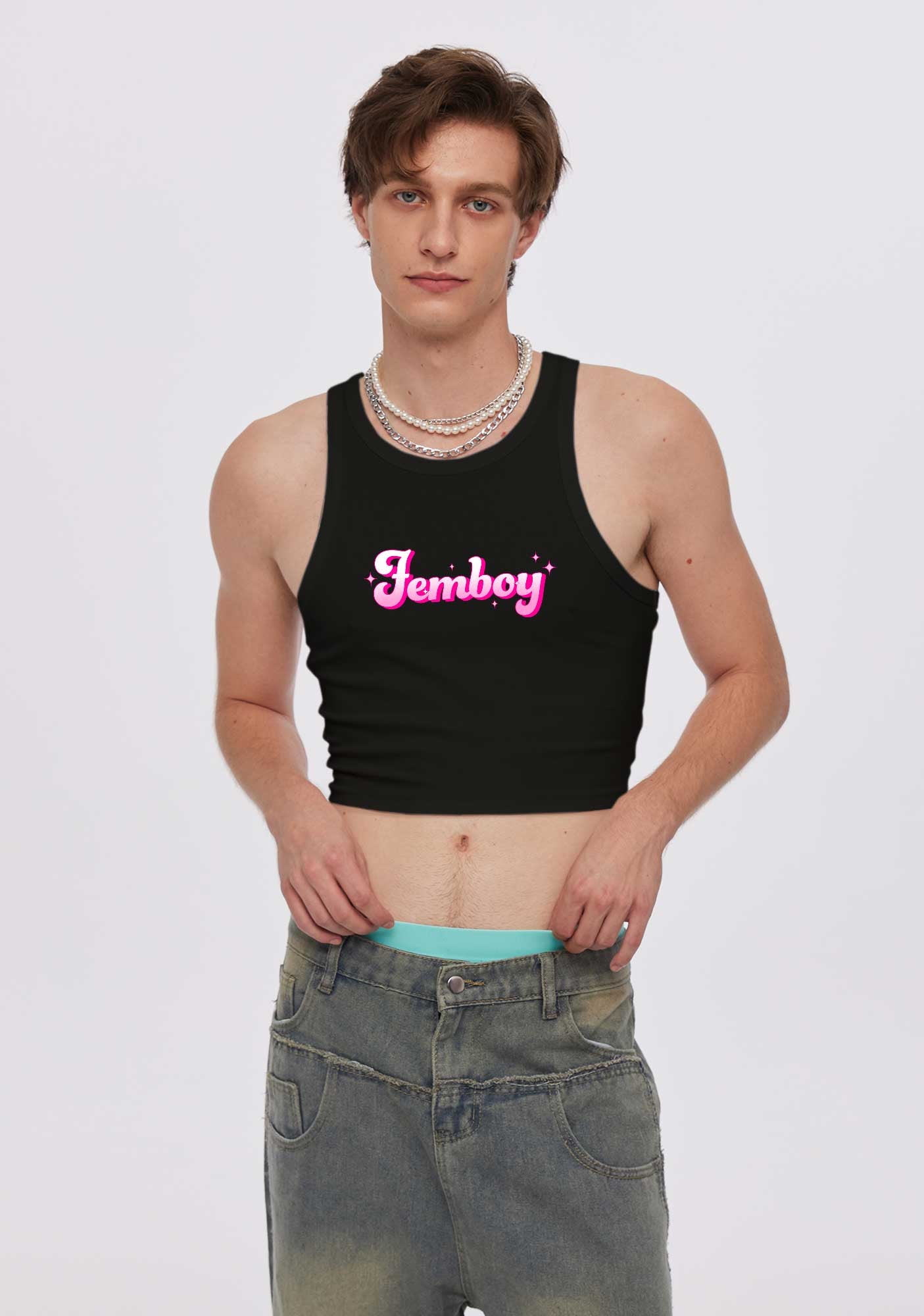 Femboy Pride Y2K Crop Tank Top Cherrykitten