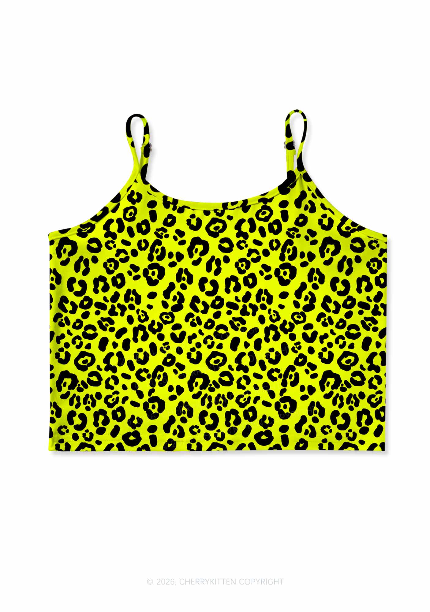 Neon Leopard Y2K Print Cami Crop Top Cherrykitten