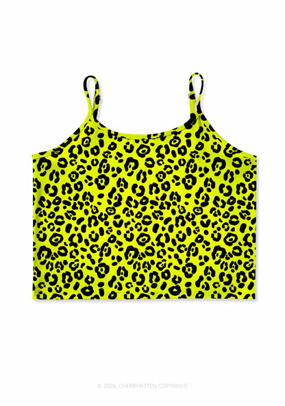 Neon Leopard Y2K Print Cami Crop Top Cherrykitten