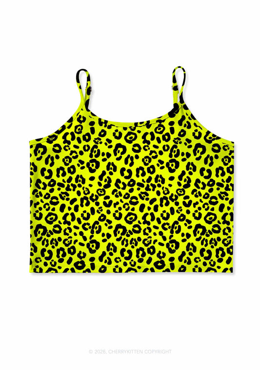 Neon Leopard Y2K Print Cami Crop Top Cherrykitten