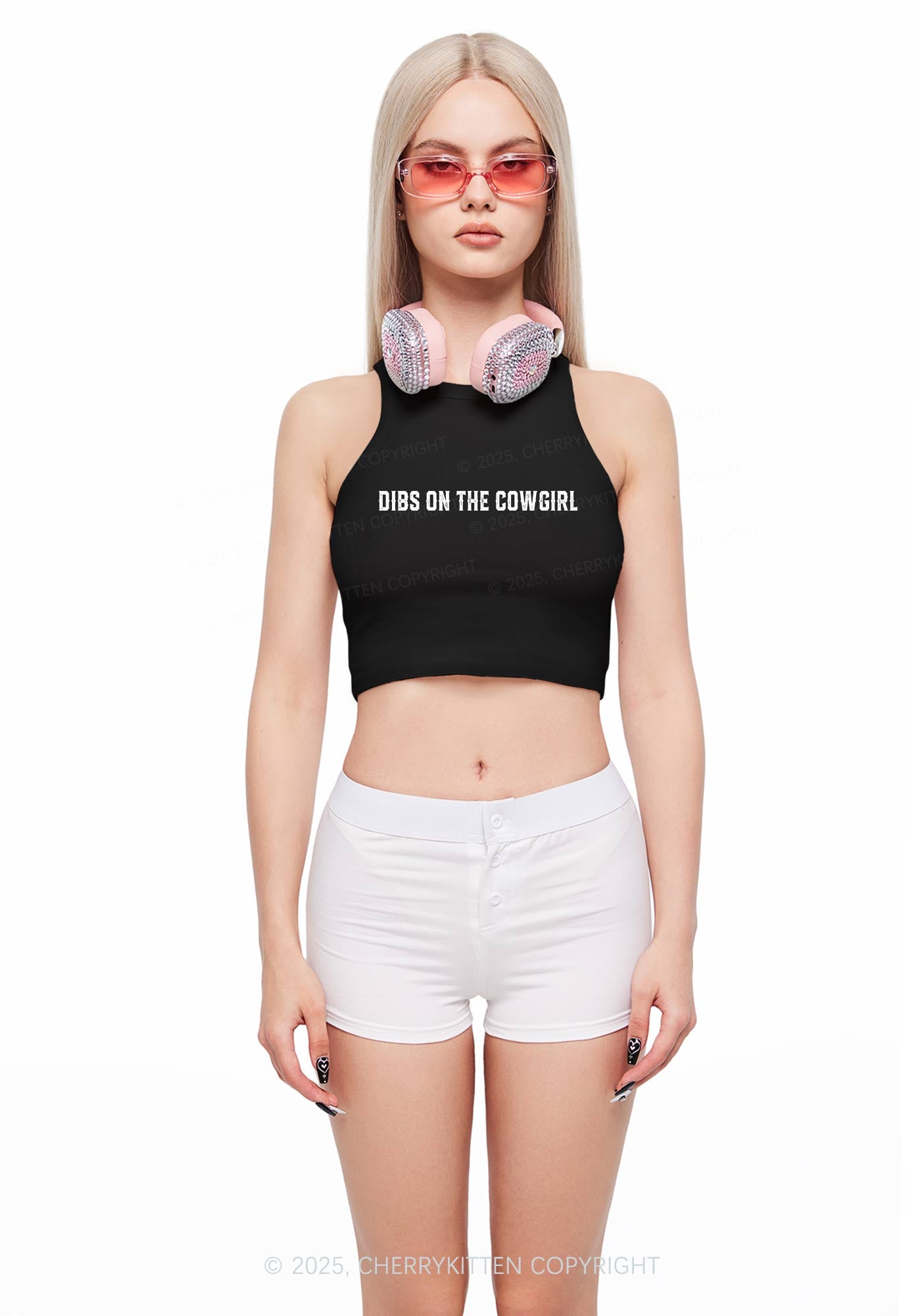 Dibs On The Cowgirl Y2K Crop Tank Top Cherrykitten