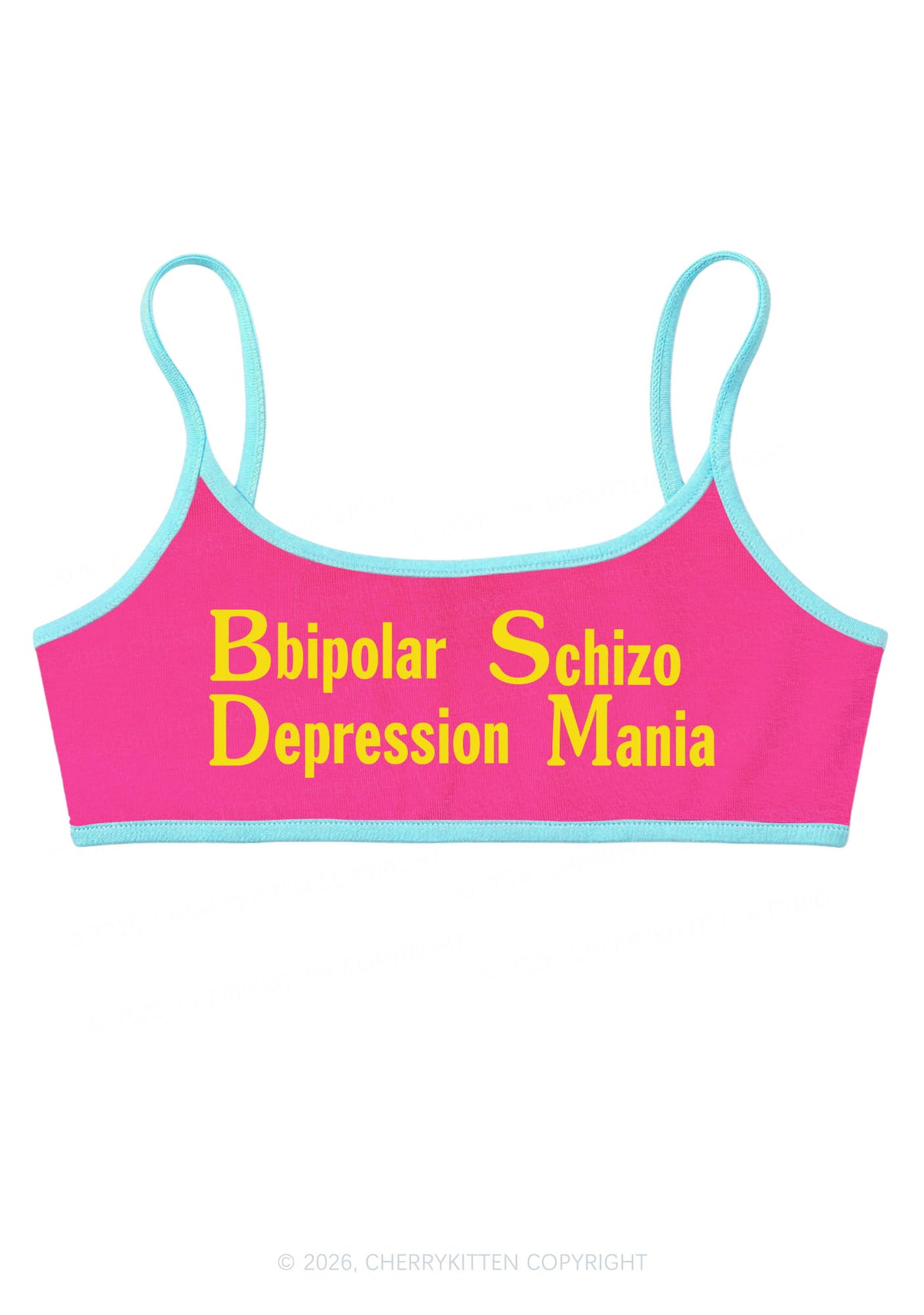 Bipolar Depression Schizo Mania Y2K Super Crop Cami Cherrykitten