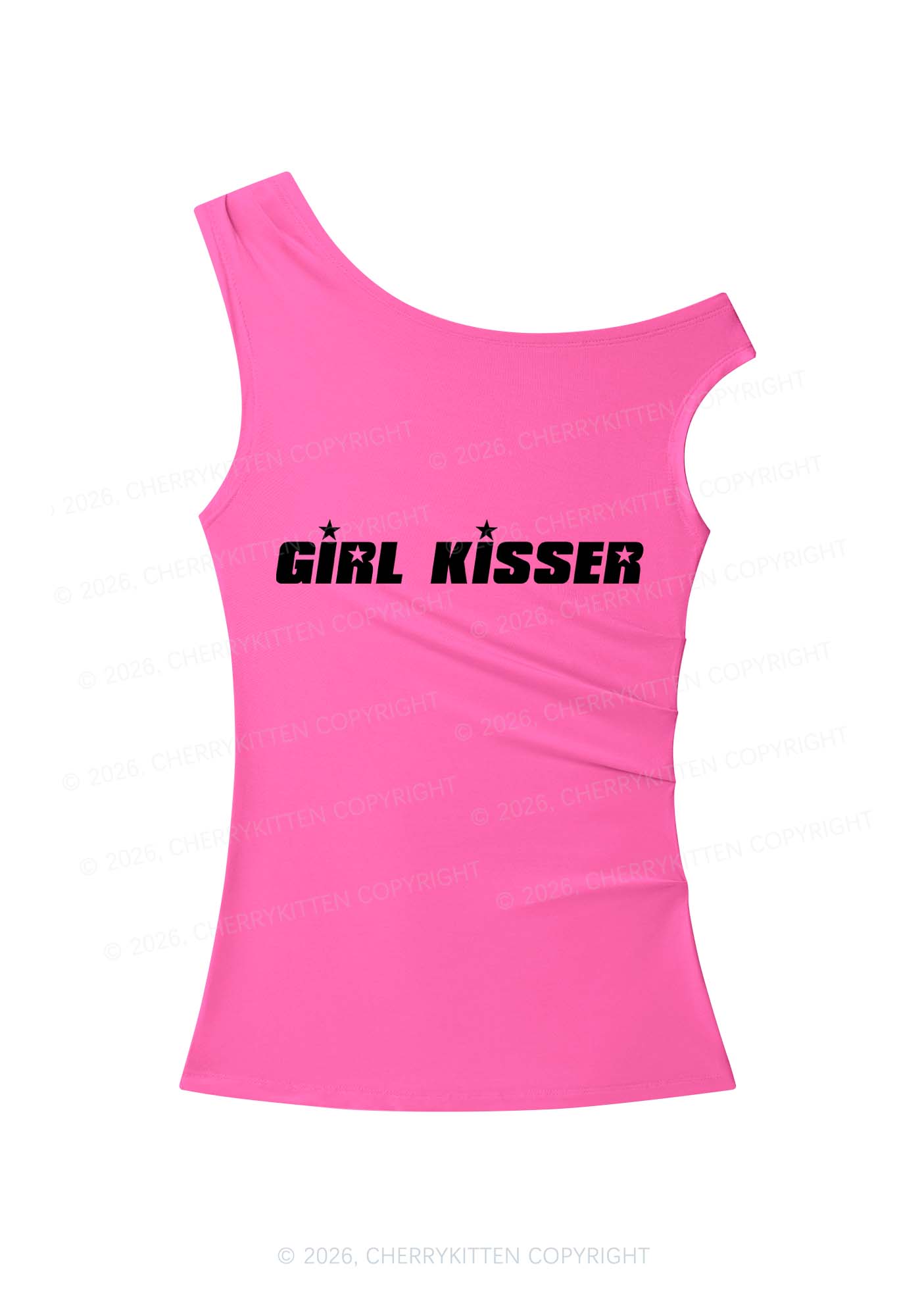 Girl Kisser Star Y2K Off Shoulder Tank Top Cherrykitten