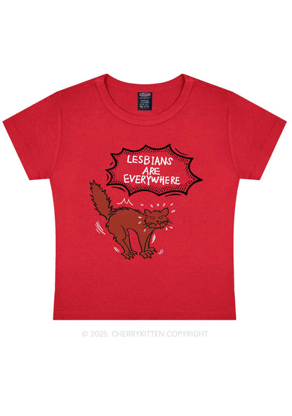Lesbians Are Everywhere Y2K Baby Tee Cherrykitten