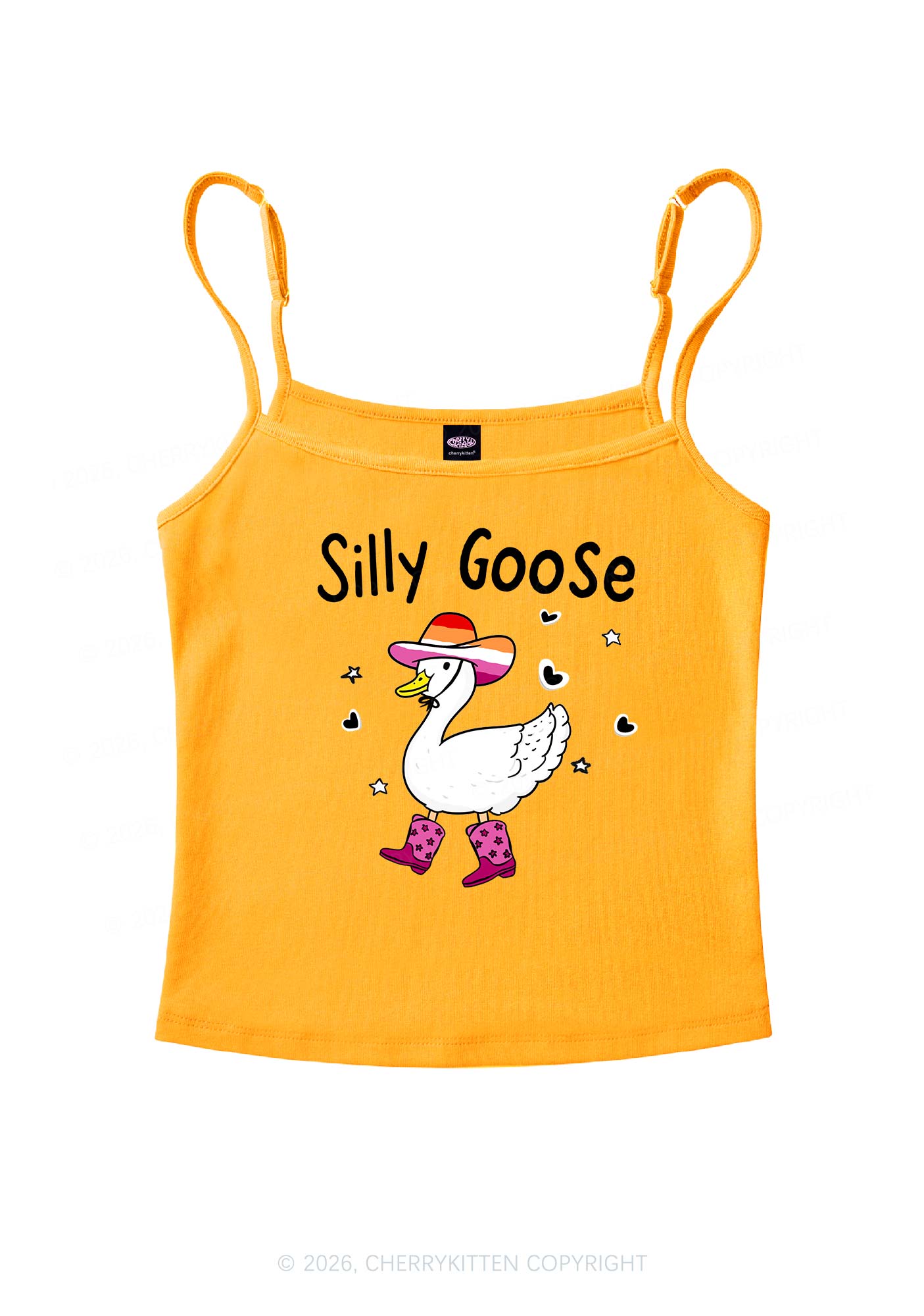 Silly Goose Lesbian Pride Y2K Spaghetti Strap Cami Cherrykitten